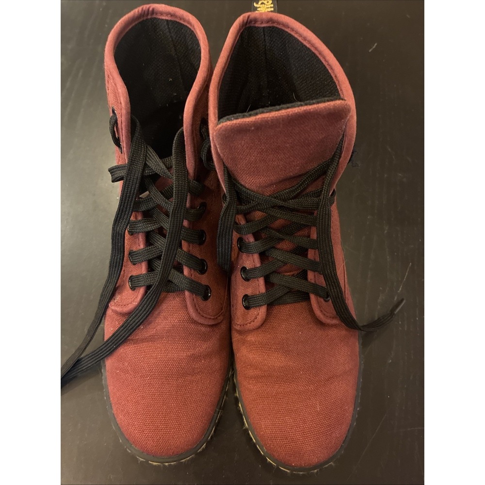 Dr. Martens Shoreditch Maroon Red Canvas High Tops Boots Shoes Sz 6L